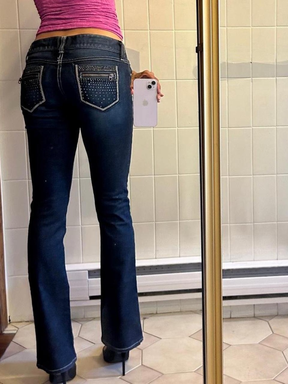 Guess "Daredevil Boot" Rhinestone Jeans